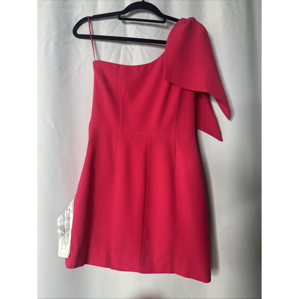 NWT DRESS THE POPULATION Tiff One-Shoulder Mini Dress Rouge Size M $158